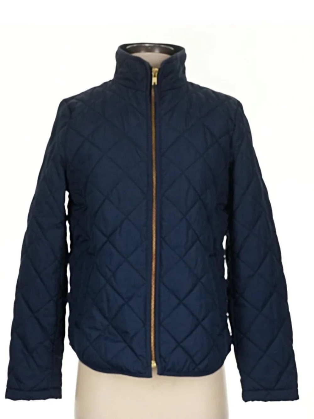NEVER WORN - size small, J. Crew Navy Quilted Puffer Jacket with Gold-Tone Zip